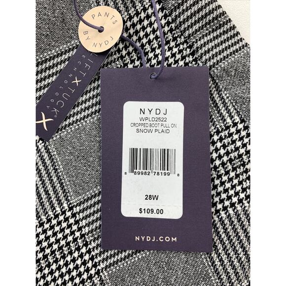 NYDJ Women's Plus 28W Crop Boot Elastic Waist Plaid Stretch Pants 50"Wx25"In NWT - Picture 6 of 11